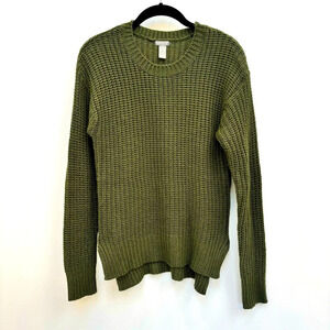 Charlotte Russe Chunky Ribbed Knit Side Zip Sweater Olive Green Small
